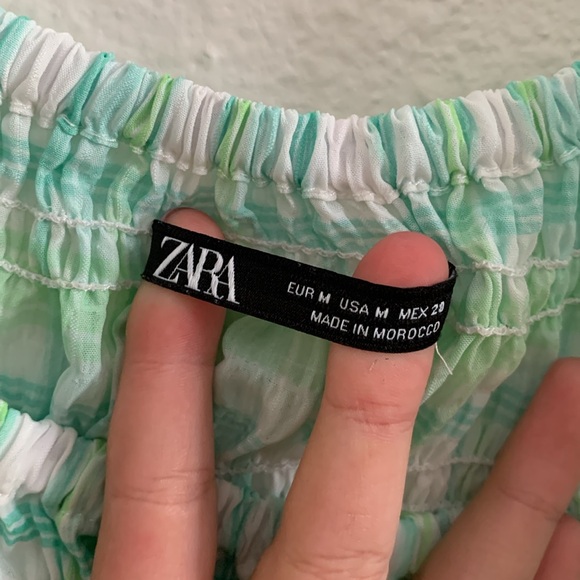 Zara green plaid ruched top size medium - Picture 3 of 3